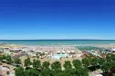 Blick auf den Strand des Camping International Riccione Family Camping Village