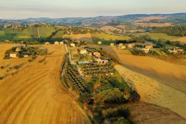 view of the camping Tramonto Rosso located on the hill in Fermo in the Marche region