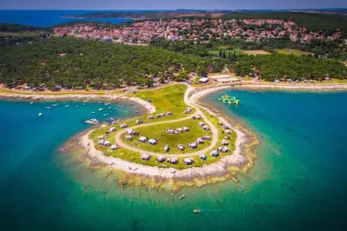 View of Cape Kamenjak with pitches of Arena Stupice Campsite in Croatia
