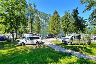 Pitches overlooking Lake Bohinj at Camp Bohinj in Slovenia