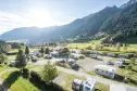 view of the Antholz campsite in South Tyrol and the South Tyrolean Dolomites