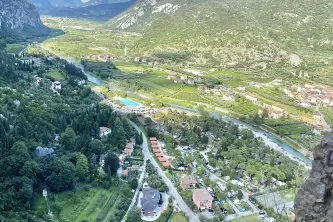 view of the Arco camping site on the sarca river in Trentino