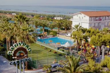 Panoramic view of the camping Calypso on the Marche coast in Cupra Marittima