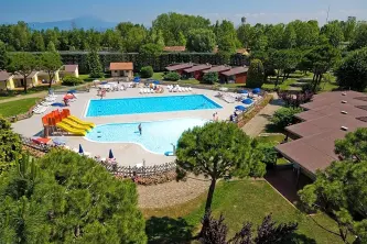 panoramic view of the swimming pool of the Del Garda campsite in Peschiera del Garda in Trentino