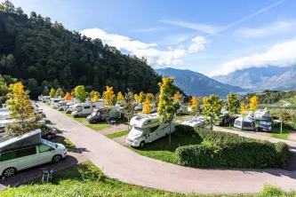 Camper area at Camping Hermitage in Merano in South Tyrol