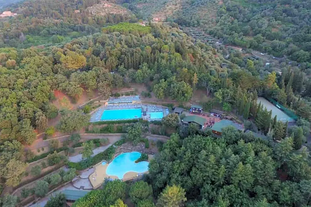 panoramic view of Camping Il Fontino in the Tuscan Maremma in Scarlino Grosseto