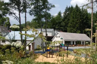 View of Camping Moulin de Bistain in Wallonia in Belgium
