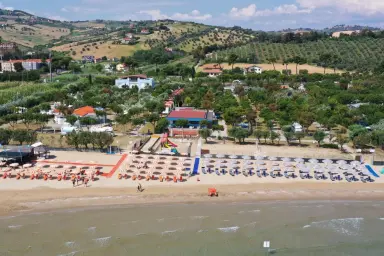 View of the private beach of the Surabaja campsite in Abruzzo