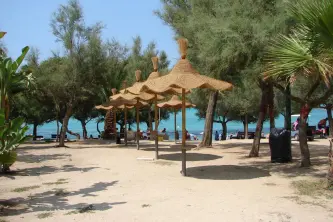 View of the beach of Camping Torre Castiglione in Puglia