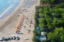view of the beach and the pitches at the camping Torre del Cerrano in Abruzzo
