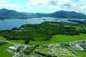 View of Killarney Flesk Caravan & Camping and lake Lough Leane in Ireland