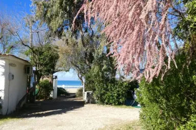 Sea view of the camping village dei pini in Paestum in campania