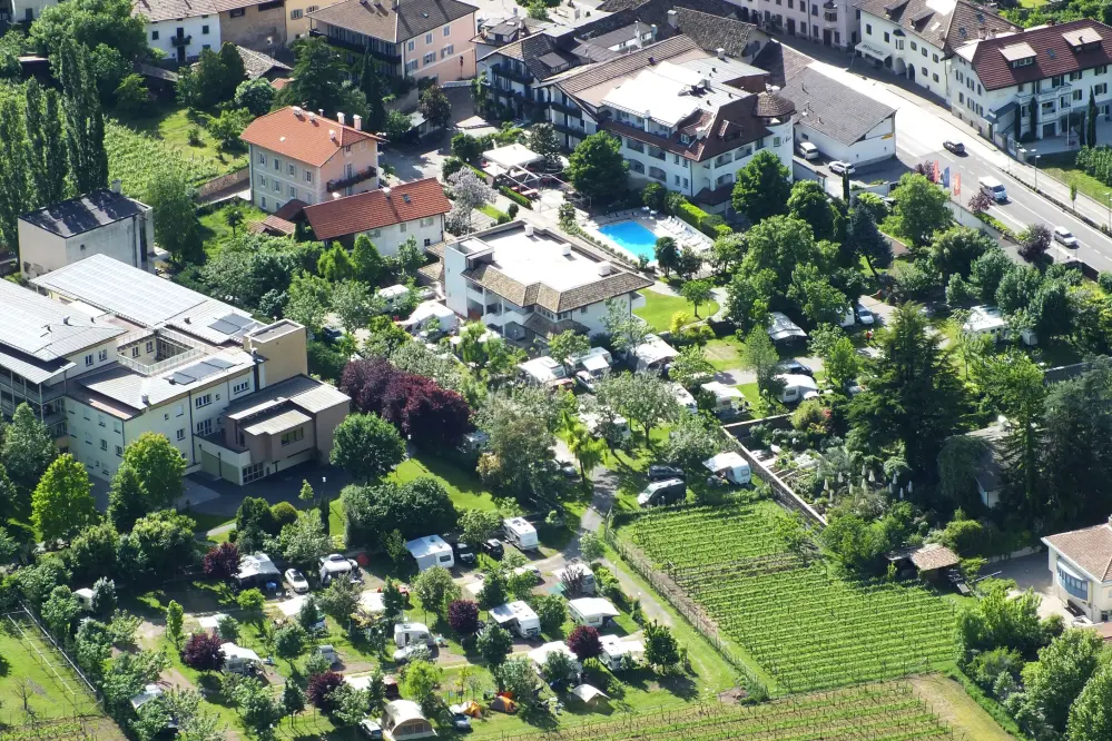 vista panoramica del camping Markushof in Alto Adige