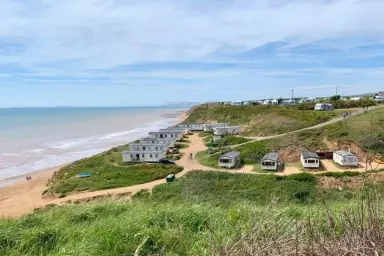 Vista del Grange Farm Brighstone Bay sull'isola di Wight, Inghilterra