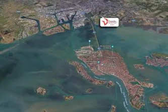 satellietfoto van het campingdorp venezia aan de rand van de stad venetië